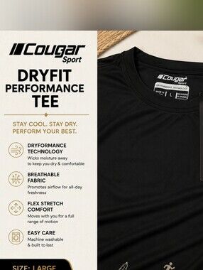 Cougar Sport Dryfit Performance Tee - Black